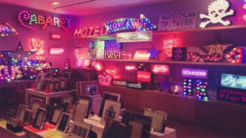 A neon sign shop