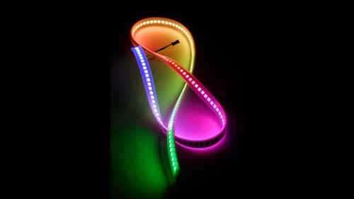 Addressable LED strip displaying different colors