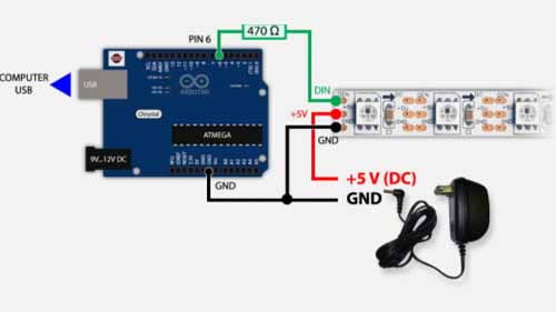 An illustration of an Arduino controller set up