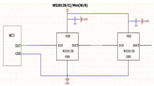 An illustration of an addressable LED circuit