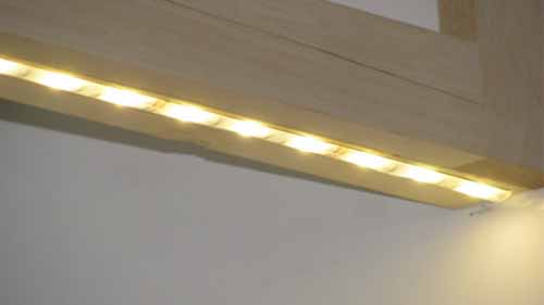 Lit led strip lights under cabinet