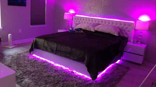 Neon Lights Aesthetics For Your Neon Flex Decorations - A BeDroom With Purple Neon Flex Lighting