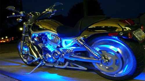 Motorcycle with Neon Lights